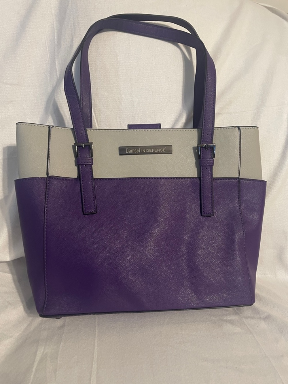 Two-Tone Purple and Cream Tote